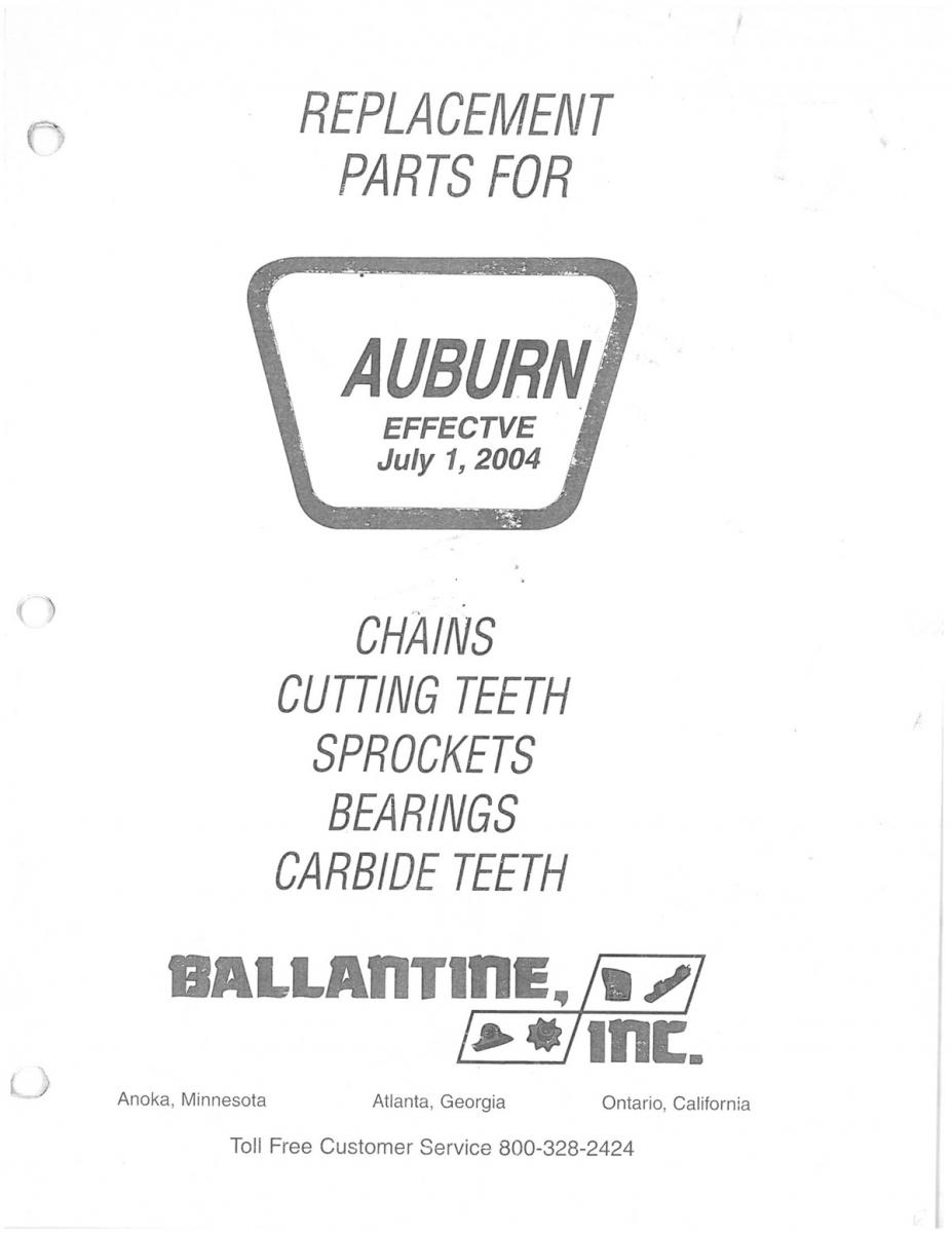 Trencher Replacement Parts Catalog. Auburn®